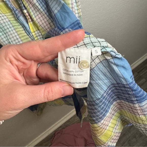 Mii Collection Handwoven Plaid Blue Small Midi Dress Lightweight Summer Colorful - Picture 6 of 8